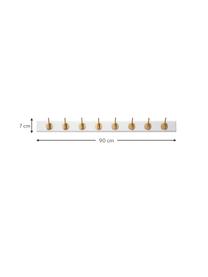 Garderobenleiste Edgy aus Holz mit 8 Haken, Metall, Mitteldichte Holzfaserplatte (MDF), Weiß, Goldfarben, B 90 x H 7 cm