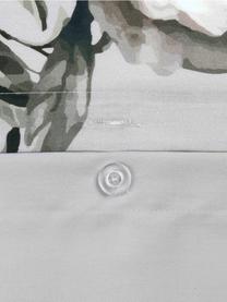Posteľná bielizeň z bavlneného saténu s kvetinovou potlačou Blossom, Svetlosivá, béžová, 135 x 200 cm + 1 vankúš 80 x 80 cm