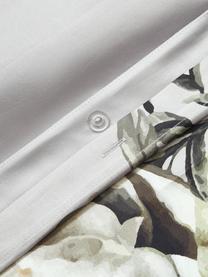 Baumwollsatin-Bettwäsche Blossom mit Blumen-Print, Webart: Satin Fadendichte 210 TC,, Hellgrau, Beigetöne, 135 x 200 cm + 1 Kissen 80 x 80 cm
