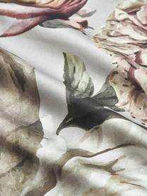 Baumwollsatin-Bettwäsche Blossom mit Blumen-Print, Webart: Satin Fadendichte 210 TC,, Hellgrau, Beigetöne, 135 x 200 cm + 1 Kissen 80 x 80 cm