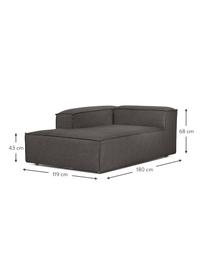 Méridienne modulable Lennon, Tissu anthracite, larg. 119 x prof. 180 cm, dossier à droite