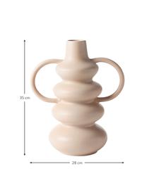 Vase design de forme organique Luvi, Grès cérame, Beige, Ø 6 x haut. 35 cm