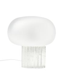 Lámpara de mesa de vidrio Makoto, Pantalla: vidrio opalino, Cable: cubierto en tela, Blanco semitransparente, Ø 28 x Al 30 cm