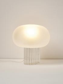 Lampada da tavolo in vetro Makoto, Paralume: vetro opale, Base della lampada: vetro, Bianco, semi trasparente, Ø 28 x Alt. 30 cm