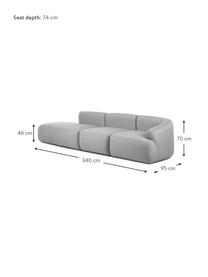 Sofá divan modular Sofia, Tapizado: 100% polipropileno Alta r, Tapizado: relleno de espuma, Estructura: madera de pino macizo, ag, Patas: plástico, Tejido gris, An 340 x F 95 cm, diván izquierdo