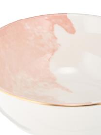 Porzellan Müslischale Rosie mit abstraktem Muster, 2 Stück, Porzellan, Cremeweiß, Rosa, mit Goldrand, Ø 15 x H 6 cm