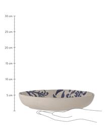 Ručne maľovaná servírovacia miska Petunia, Kamenina, Béžová, tóny modrej, Ø 24 x V 5 cm