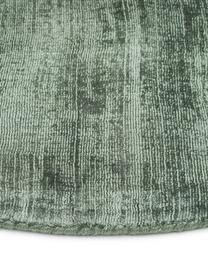 Rond viscose vloerkleed Jane in groen, handgeweven, Onderzijde: 100% katoen, Groentinten, Ø 200 cm (maat L)