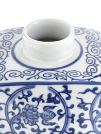 Deckelvase Ella aus Porzellan, Porzellan, Blau, Weiß, gemustert, B 11 x H 17 cm