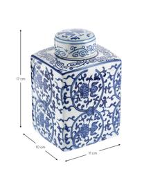 Deckelvase Ella aus Porzellan, Porzellan, Blau, Weiß, gemustert, B 11 x H 17 cm