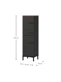 Bad-Midschrank Elisa, B 34 cm, Korpus: Spanplatte, melaminbeschi, Anthrazit, Helles Holz, B 34 x H 123 cm
