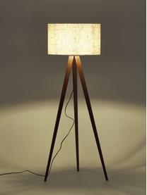 Lampadaire trépied scandinave en bois massif Jake, Couleur crème, brun foncé, Ø 60 x haut. 150 cm