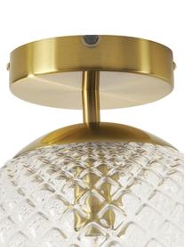 Kleine Deckenleuchte Lorna aus Glas, Lampenschirm: Glas, Baldachin: Metall, galvanisiert, Transparent, Goldfarben, Ø 25 x H 30 cm