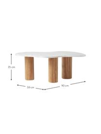 Tavolino da salotto in marmo dalla forma organica in varie misure Naruto, Gambe: legno di quercia, Bianco, Larg. 90 x Prof. 59 cm