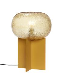 Lámpara de mesa de vidrio de diseño Podium, Pantalla: vidrio, Estructura: metal recubierto, Cable: plástico, Dorado, ocre, Ø 25 x Al 36 cm