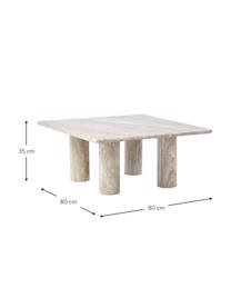 Tavolino da salotto quadrato in marmo Mabel, Travertino, Larg. 80 x Alt. 35 cm