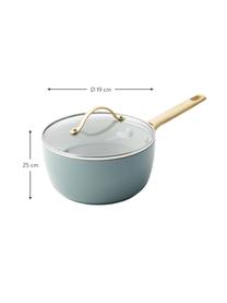 Cazuela antiadherente con tapadera Padova, Azul claro, dorado, Ø 19 cm