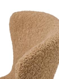 Fauteuil à oreilles en peluche pieds en bois Wing, Peluche caramel, larg. 77 x prof. 89 cm
