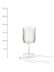 Copas de vino artesanales con relieve Minna, 4 uds., Vidrio soplado artesanalmente, Transparente, Ø 8 x Al 17 cm
