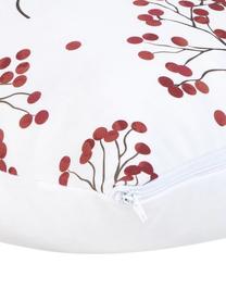 Kussenhoes Berry met wintertakken, 100% katoen, Wit, rood, zwart, B 50 x L 50 cm