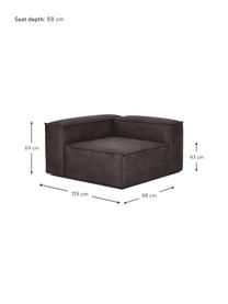Módulo de esquina sofá de cuero reciclado Lennon, Tapizado: cuero reciclado (70% cuer, Estructura: madera de pino maciza, ma, Patas: plástico, Cuero marrón grisaceo, An 119 x F 119 cm, chaise longue izquierda