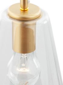 Malá závesná lampa zo skla Prisma, Mosadzné odtiene, priehľadná, Ø 17 x V 40 cm