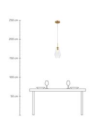 Kleine hanglamp Prisma van glas, Lampenkap: glas, Decoratie: gecoat aluminium, Baldakijn: gecoat aluminium, Messingkleurig, transparant, Ø 17 x H 40 cm