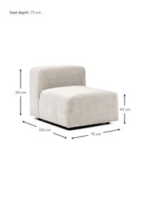 Módulo central sofá Lena, Tapizado: tejido (88% poliéster, 12, Estructura: madera de pino, contracha, Patas: plástico, Tejido blanco, An 76 x F 106 cm