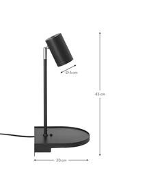 Große Verstellbare Wandleuchte Colly mit Stecker und USB-Anschluss, Lampenschirm: Metall, beschichtet, Schwarz, B 20 x H 43 cm