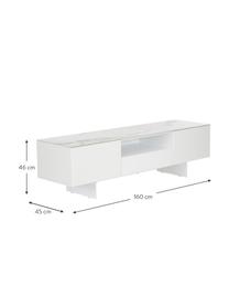 TV stolek s mramorováním Fiona, Bílá, Š 160 cm, V 46 cm