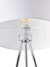 Stativová stojací lampa s látkovým stínidlem Cella, Bílá, chromová, Ø 45 cm, V 147 cm