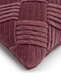 Sametový povlak na polštář se strukturálním vzorem Sina, Samet (100 % bavlna), Vínová, Š 45 cm, D 45 cm