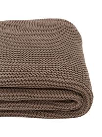 Plaid en tricot coton bio brun Adalyn, 100 % coton bio, certifié GOTS, Brun, larg. 150 x long. 200 cm