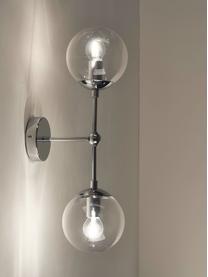 Grote wandlamp Beth van glas, Frame: verchroomd metaal, Transparant, chroomkleurig, D 21 x H 50 cm