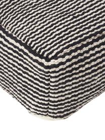 Pruhovaný bavlněný sedací polštář Carmelo, Černá, bílá, Š 60 cm, V 20 cm