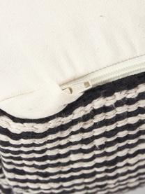 Coussin de sol en coton rayé Carmelo, Noir, blanc, larg. 60 x long. 60 cm