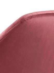 Fluwelen armstoel Emilia in rood met metalen poten, Bekleding: polyester fluweel, Poten: gelakt metaal, Fluweel koraalrood Poten: zwart, 57 x 59 cm