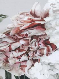 Biancheria da letto in raso di cotone Blossom, Grigio con stampa floreale, 155 x 200 cm + 1 federa 50 x 80 cm