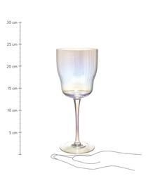 Mondgeblazen wijnglazen Juno met groefreliëf en paarlemoer glans, 4 stuks, Glas, Transparant, Ø 9 x H 21 cm