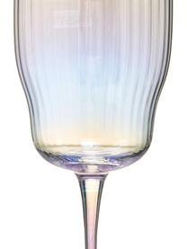 Mundgeblasene Weingläser Juno mit Rillenrelief und Perlmuttglanz, 4 Stück, Glas, Transparent, Ø 9 x H 21 cm