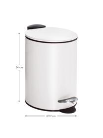 Poubelle avec fonction pédale Silence, Métal, laqué, Blanc, 3 l