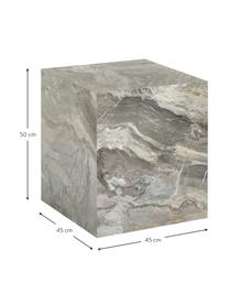 Tavolino effetto marmo Lesley, Pannello di fibra a media densità (MDF) rivestito con foglio di melamina, Grigio marmorizzato, lucido, Larg. 45 x Alt. 50 cm