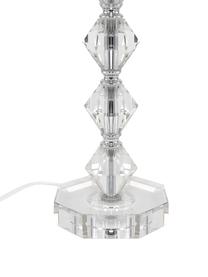 Große Tischlampe Diamond aus Kristallglas, Lampenschirm: Textil, Lampenfuß: Kristallglas, Lampenschirm: Weiß, Lampenfuß: Transparent, Kabel: Weiß, Ø 25 x H 53 cm