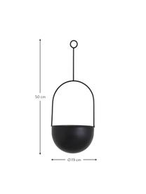 Cache-pot à suspendre métal Torcello, Métal, enduit, Noir, Ø 19 x haut. 50 cm