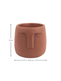 Kleiner Beton-Übertopf Face in Terrakotta, Keramik, Braun, Ø 12,5 x H 14 cm