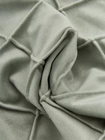 Samt-Kissenhülle Luka in Salbeigrün mit Struktur-Karomuster, Samt (100% Polyester), Salbeigrün, 30 x 50 cm