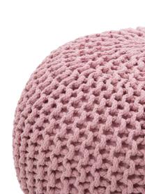 Pouf a maglia fatto a mano rosa Dori, Rivestimento: 100% cotone, Rosa, Ø 55 x Alt. 35 cm