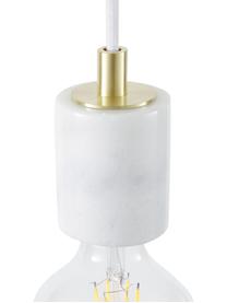 Petite suspension marbre ampoule nue Siv, Blanc, couleur laitonnée, Ø 6 x haut. 10 cm