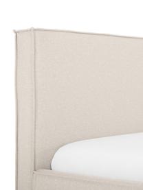 Gestoffeerd bed Dream met opbergruimte in donkerbeige, Frame: massief grenenhout en pla, Bekleding: polyester (gestructureerd, Geweven stof donkerbeige, 180 x 200 cm