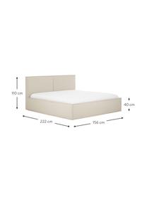 Polsterbett Dream mit Stauraum, Bezug: Polyester (Strukturstoff), Korpus: Massives Kiefernholz, FSC, Webstoff Dunkelbeige, B 160 x L 200 cm